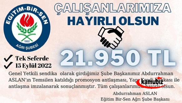 Eğitim Bir Sen Başkanından öğretmenlere 21 bin 950 TL promosyon açıklaması