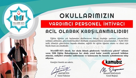 Okullarımızın yardımcı personel ihtiyacı acil olarak karşılanmalıdır!