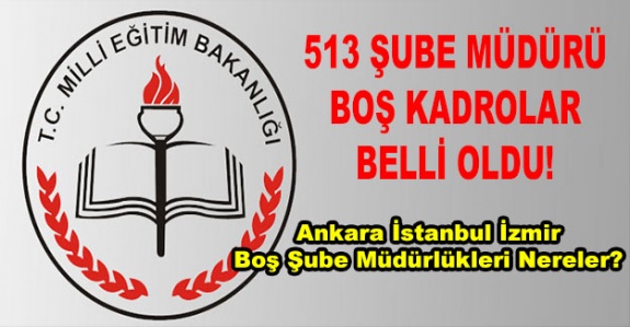 Boş 513 şube müdürlüğü kadroları hangi il ve ilçeler belli oldu