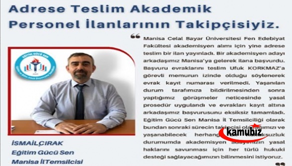 Manisa Celal Bayar Üniversitesi Akademisyen Alım Sürecinin Takipçisiyiz