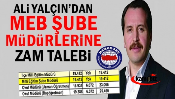 Ali Yalçın, Milli Eğitim Şube Müdürlerinin Düşük Ücret Tablosunu Paylaştı!