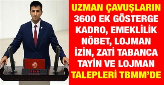 Uzman çavuşların kadro, 3600 ek gösterge, emeklilik, izin ve atama talepleri TBMM gündeminde