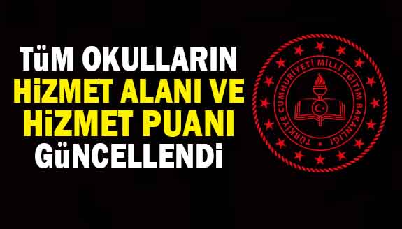 MEB okulların hizmet puan ve alanlarını güncelledi!