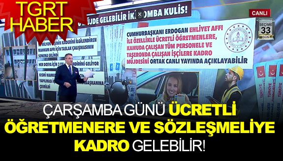 TGRT Haber: Çarşamba günü ücretli öğretmenlere ve sözleşmelilere kadro gelebilir!