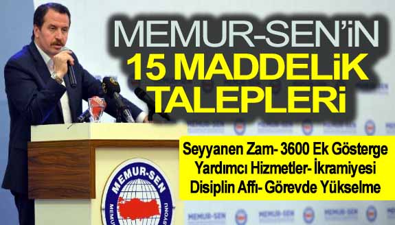 Ali Yalçın'dan memurlarla ilgili 15 maddelik talep!