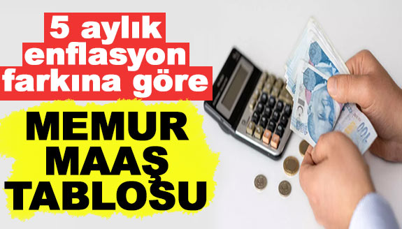 5 aylık enflasyon farkına göre meslek meslek memur maaş tablosu