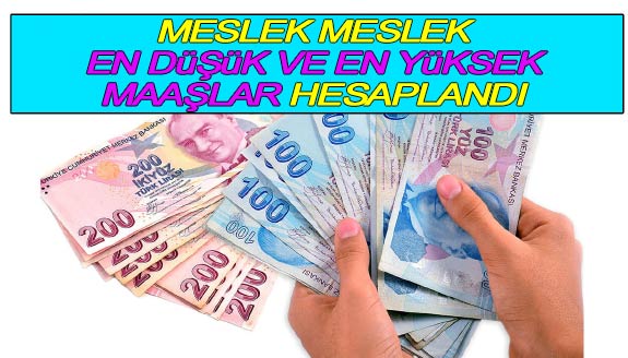 Meslek meslek en yüksek ve en düşük memur maaşları hesaplandı