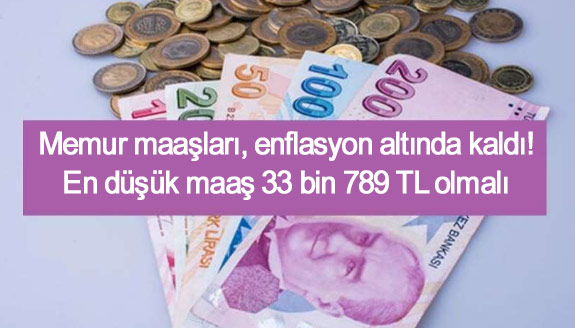 Memur maaşları, enflasyon altında kaldı! En düşük maaş 33 bin 789 TL olmalı