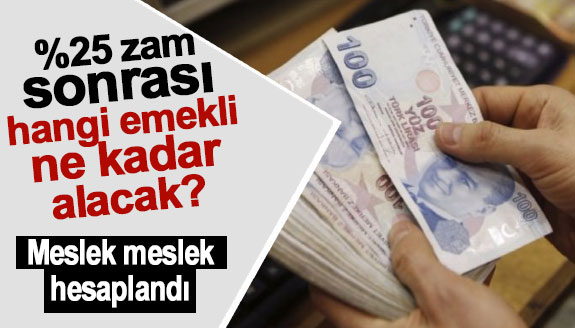 Yüzde 25 zam sonrası hangi emekli ne kadar alacak? Meslek meslek maaşlar hesaplandı