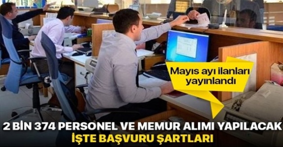 2 bin 374 memur ve personel alınacak (Mayıs 2019)