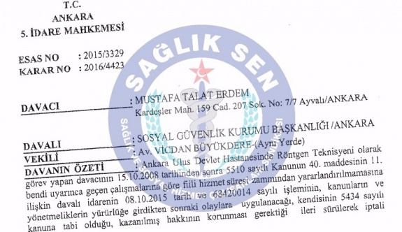 Sağlık-Sen'den Röntgen Teknisyenlerine Fiili Hizmet Zammı Müjdesi