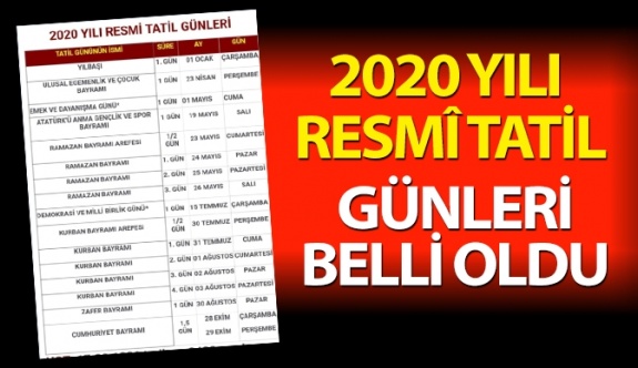 2020'de hangi günler resmi tatil? Memurlar kaç gün tatil yapacak?