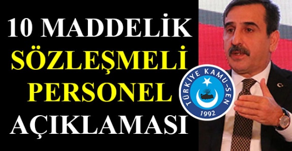 Türkiye Kamu Sen'den 10 maddelik sözleşmeli personel açıklaması