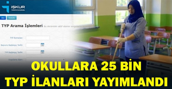 Okullara 49 Şehirde 25 Bin TYP (Temizlik ve Güvenlik) İlanları Yayımlandı