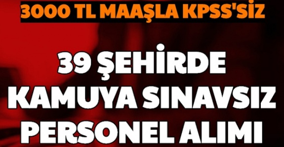 KPSS Şartı Yok: Kamuya 3000 TL Maaşla 39 Şehirde Personel, Memur Alımı