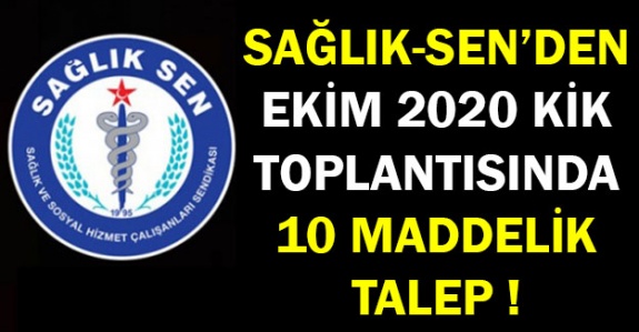 Sağlık-Sen'den Ekim 2020 KİK Toplantısında 10 Maddelik Talep