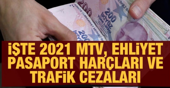 İşte 2021 yılı MTV, ehliyet, pasaport harcı ve trafik cezası tutarları..