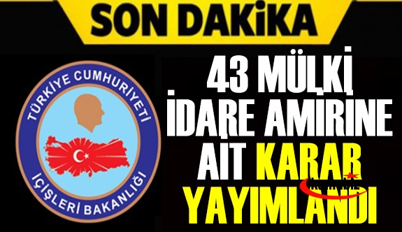 43 Mülki idare amiri hakkında karar yayımlandı