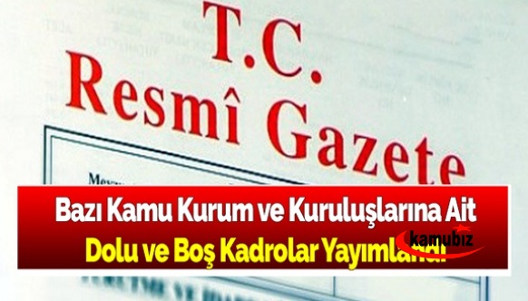 3 Bakanlık ve 12  Kamu Kurum ve Kuruluşa Ait Dolu ve Boş Kadrolarda Değişiklik 19 Kasım 2021