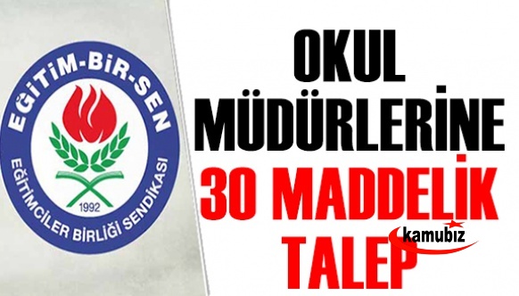 Eğitim Bir Sen'den Okul Müdürleri İçin 30 Maddelik Talep!