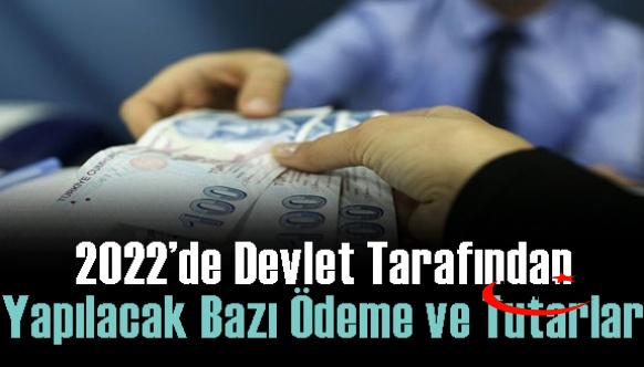 2022 yılında devlet tarafından yapılacak bazı ödemeler ve tutarları