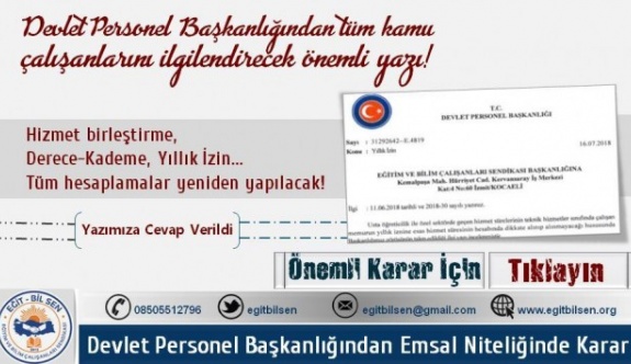 Yıllık izin konusunda Devlet Personel Başkanlığı'ndan görüş yazısı