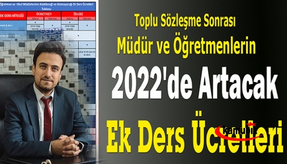 Toplu Sözleşme Sonrası Müdür ve Öğretmenlerin 2022'de Artacak Ek Ders Ücretleri