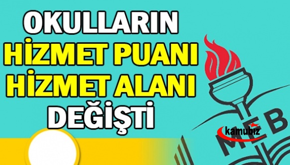 MEB Okulların 2022 Güncel Hizmet Alanları Puanlarını Yayımladı! 2022 Yılı Hizmet Bölgeleri, Alanları ve Puanları Çizelgesi