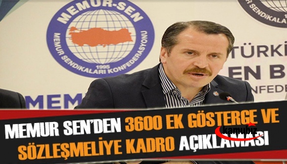 Memur Sen'den sözleşmeli personel ve 3600 ek gösterge açıklaması