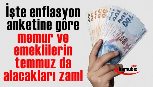 İşte enflasyon anketine göre memur ve emeklilerin temmuz da alacakları zam