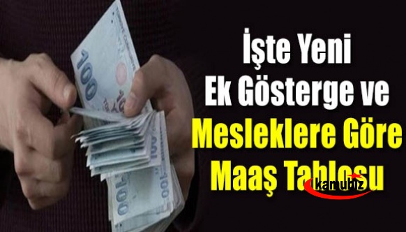 İşte yeni ek gösterge ve mesleklere göre maaş tablosu