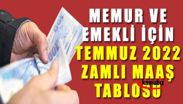 5 aylık orana göre memur ve emekli için Temmuz 2022 yeni maaş tablosu