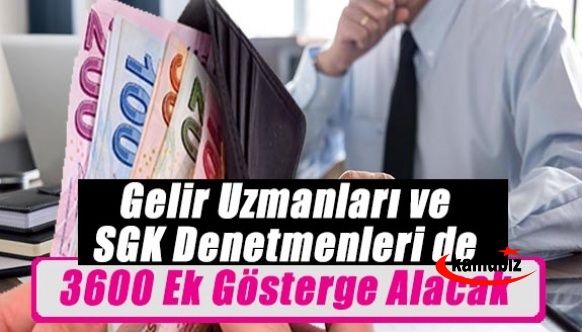 Gelir uzmanları ve SGK denetmenleri de 3600 ek gösterge alacak