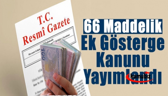 66 maddelik ek gösterge kanunu ve bazı kanun hükmünde kararnamede değişiklik Resmi Gazete'de yayımlandı